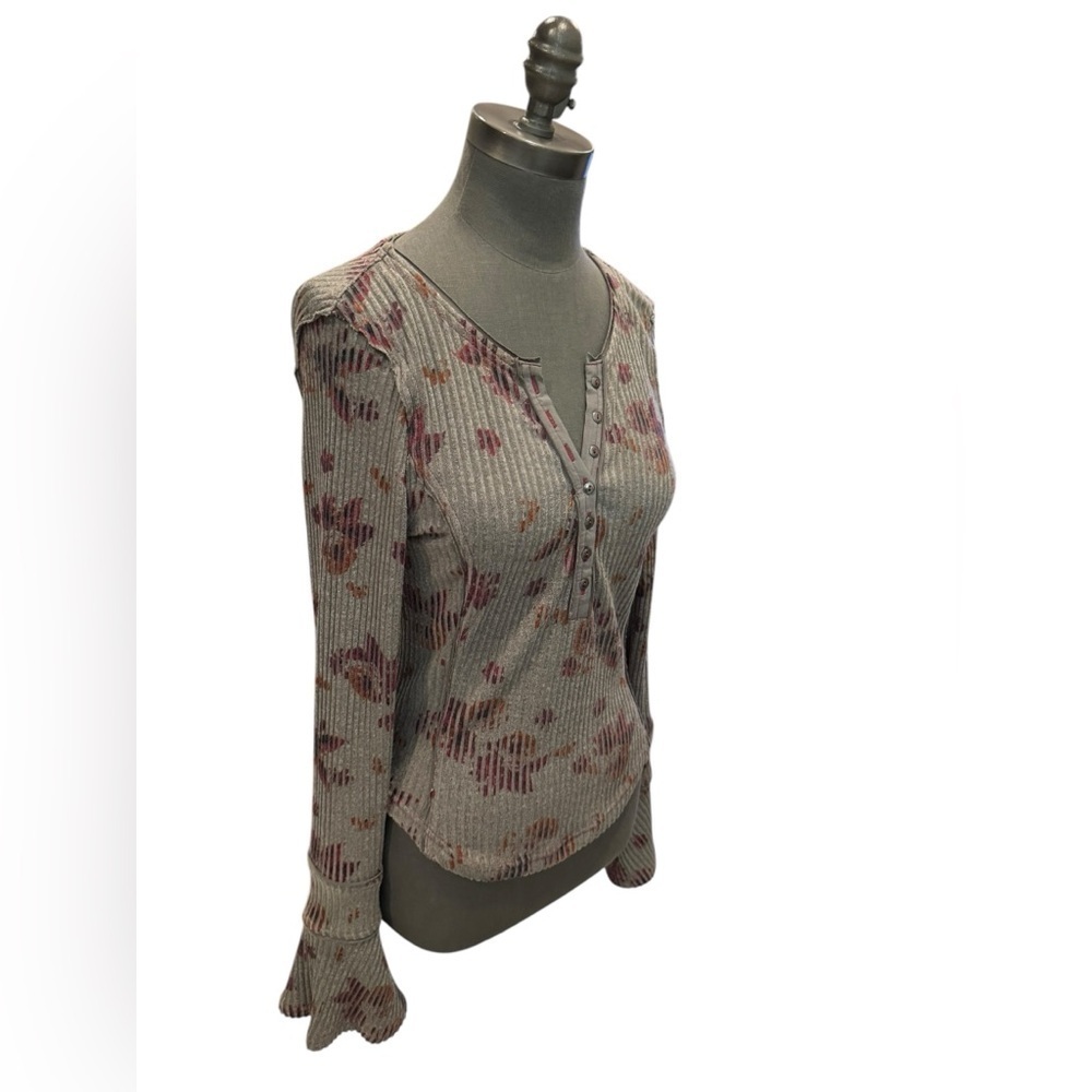 Free People Layer Me Henley Long Sleeve Top Gray Small - Picture 5 of 14